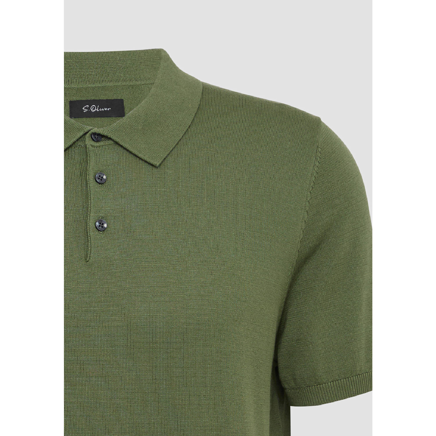 s.Oliver BLACK LABEL regular polo fijn gebreid groen