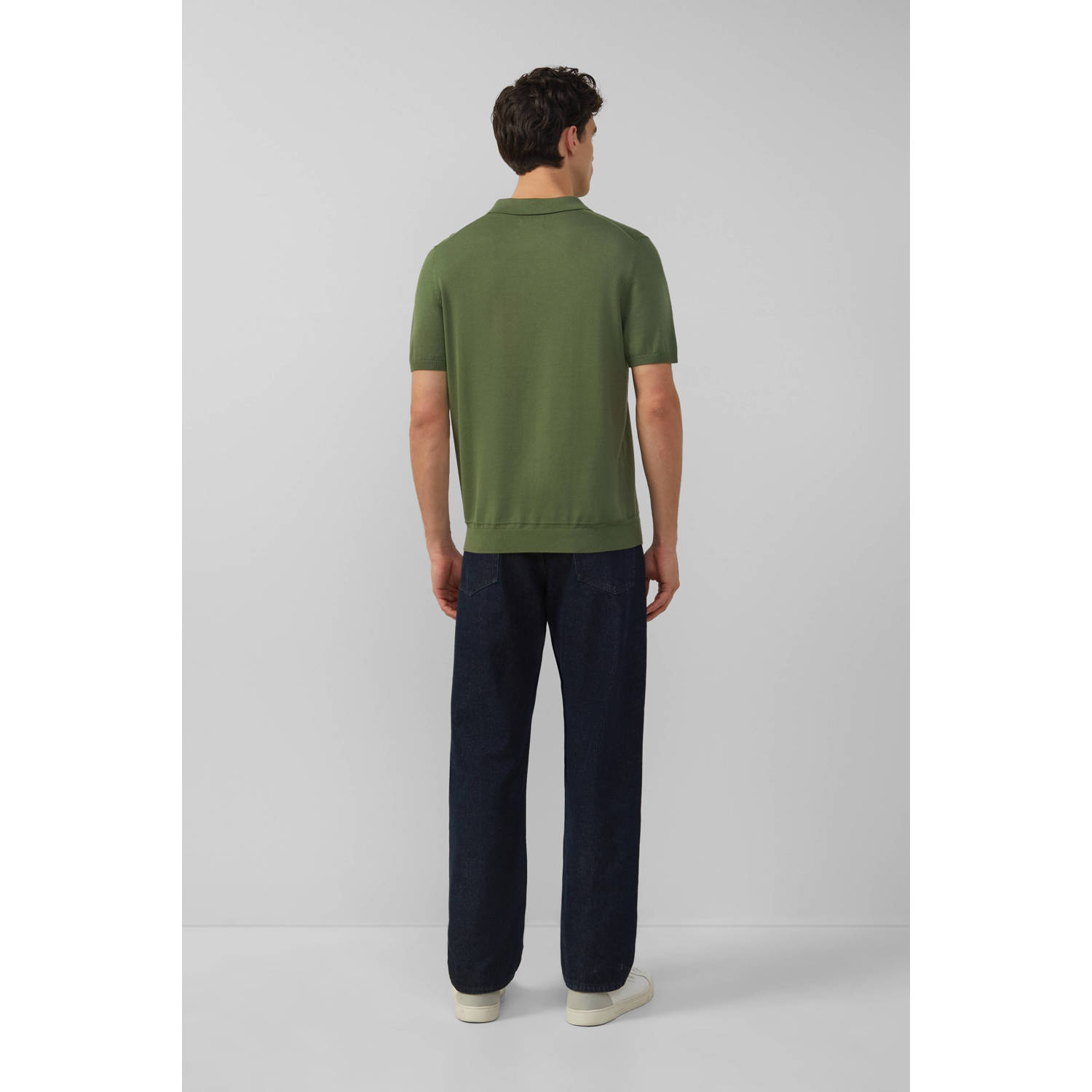 s.Oliver BLACK LABEL regular polo fijn gebreid groen