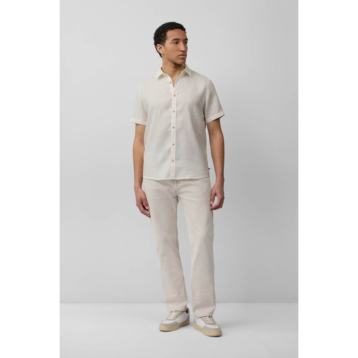 s.Oliver linnen casual overhemd wit