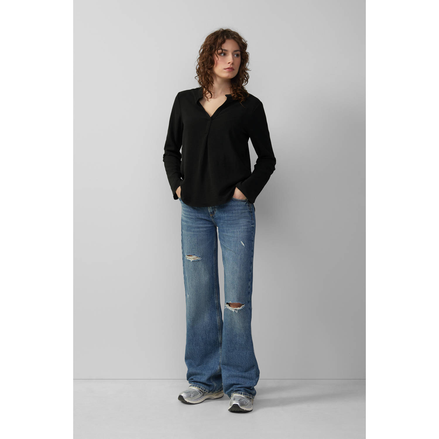 Q S by s.Oliver top zwart