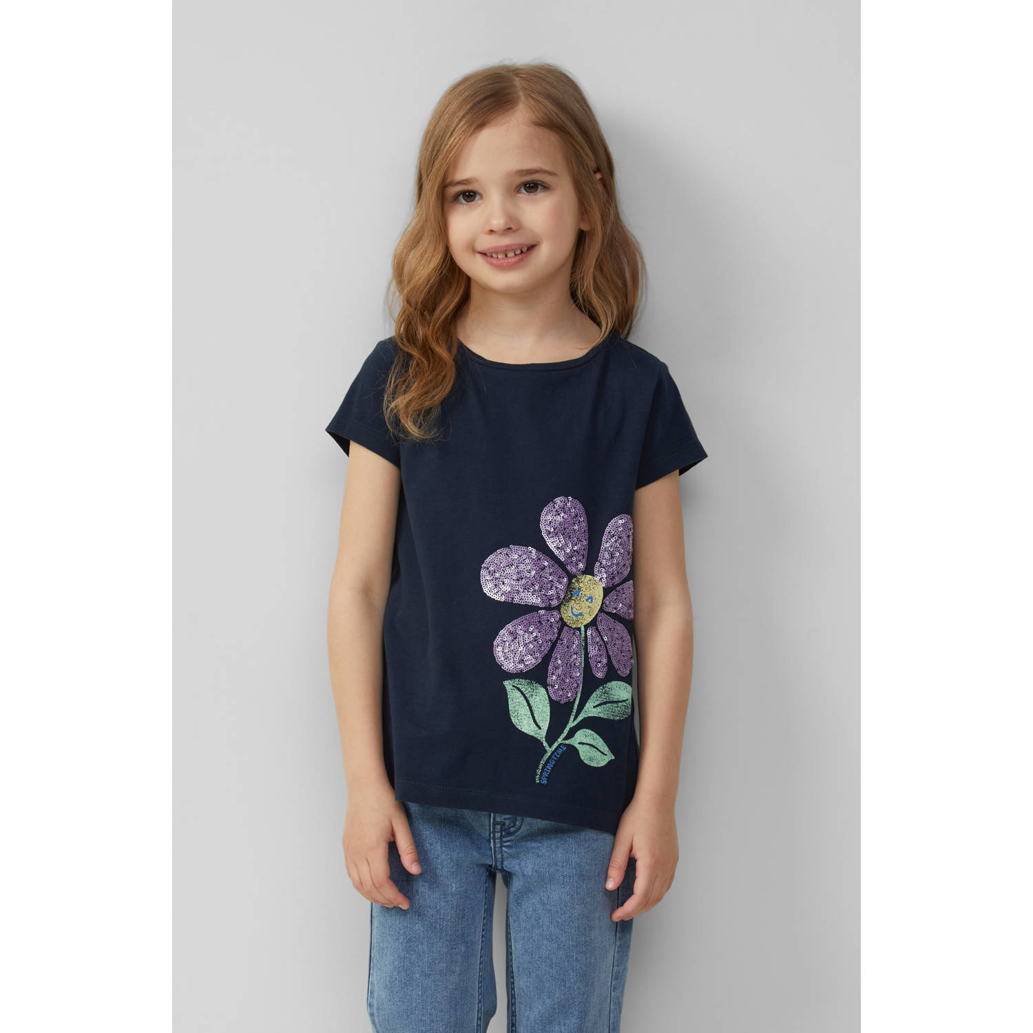 s.Oliver T-shirt donkerblauw met pailletten