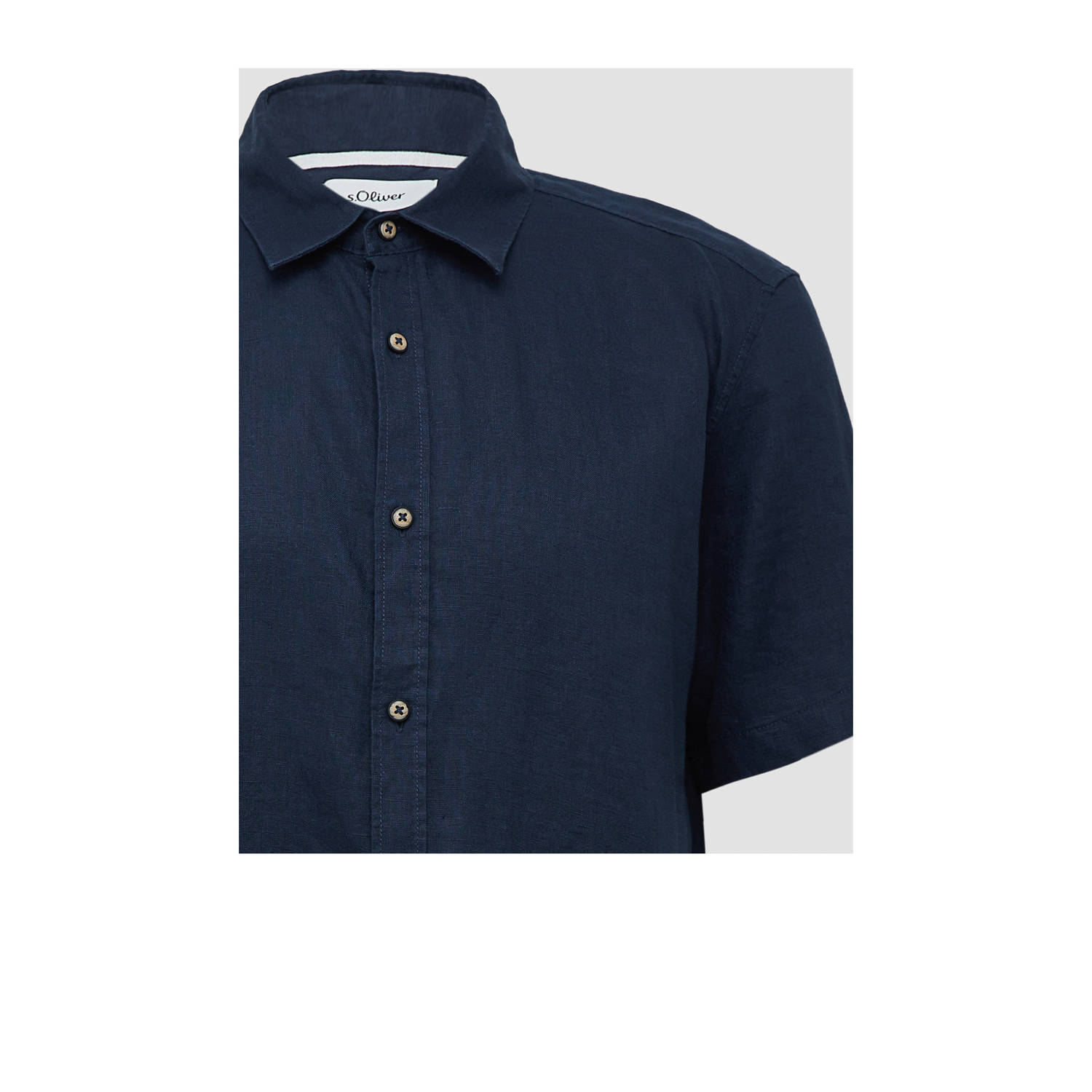 s.Oliver linnen casual overhemd donkerblauw