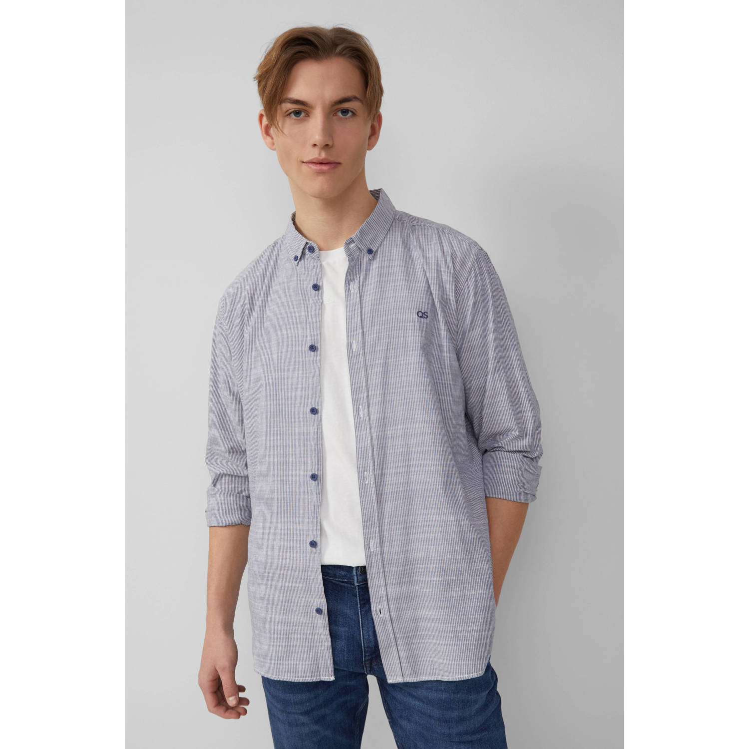 Q S by s.Oliver casual overhemd blauw