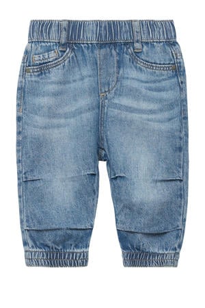 high waist tapered jeans medium blue denim