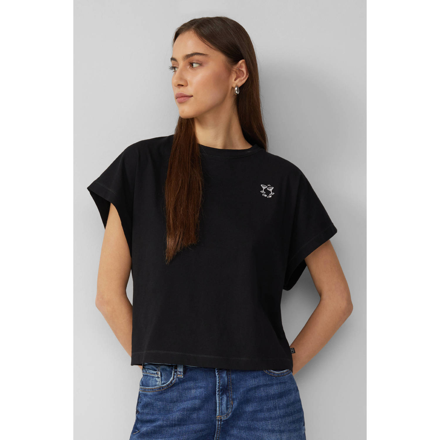 Q S by s.Oliver top zwart