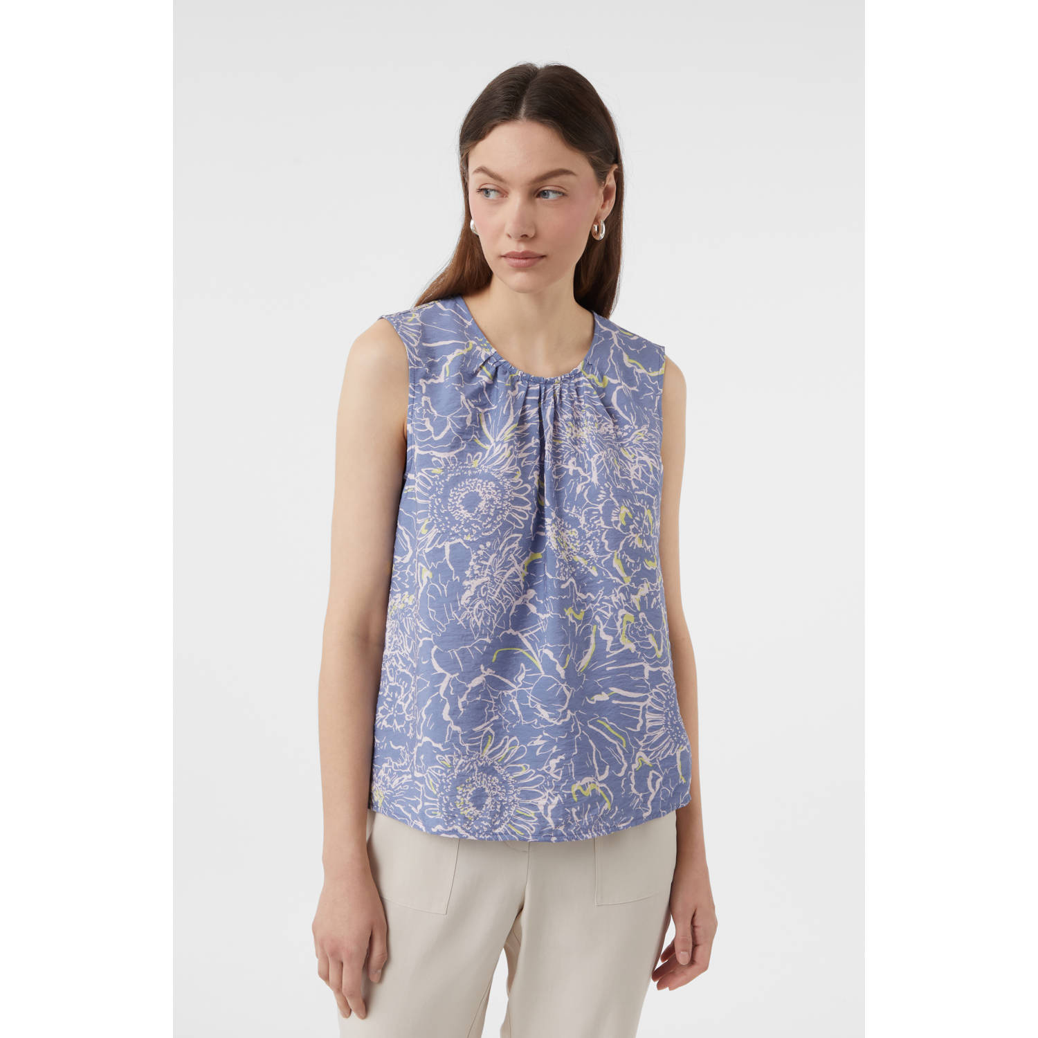 Comma casual identity mouwloze top blauw