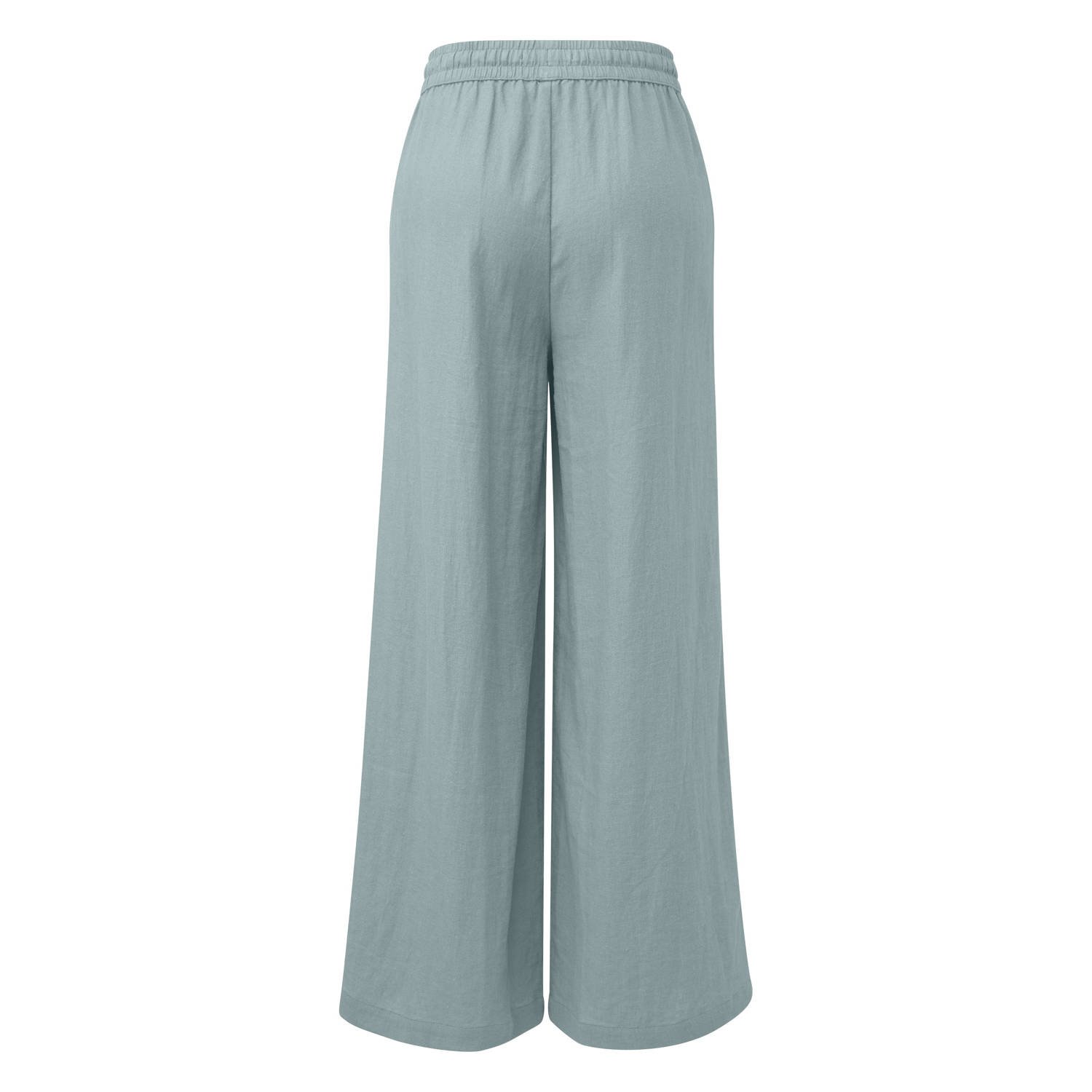 Q S by s.Oliver linnen wide leg regular waist casual broek petrol