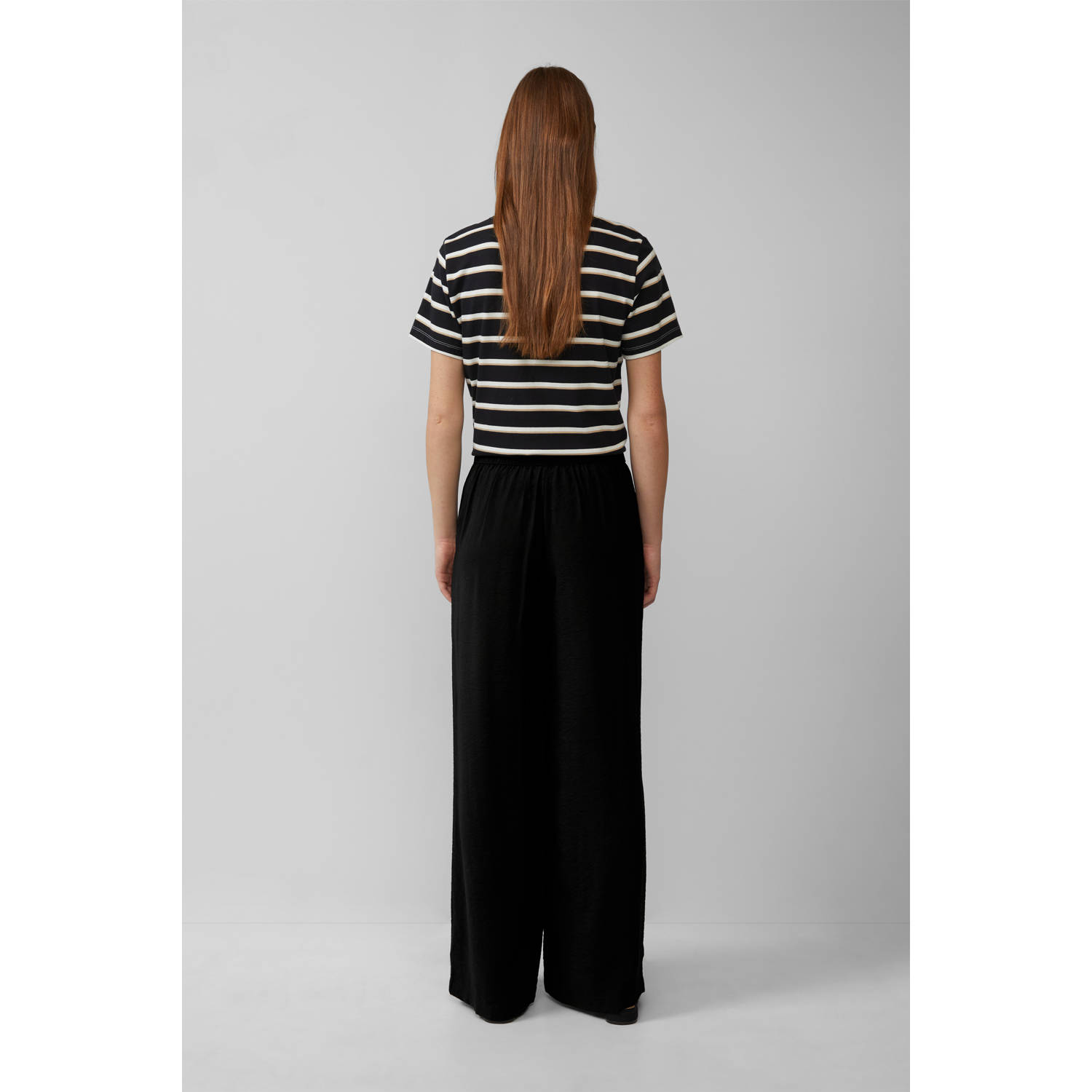 s.Oliver wide leg high waist casual broek zwart