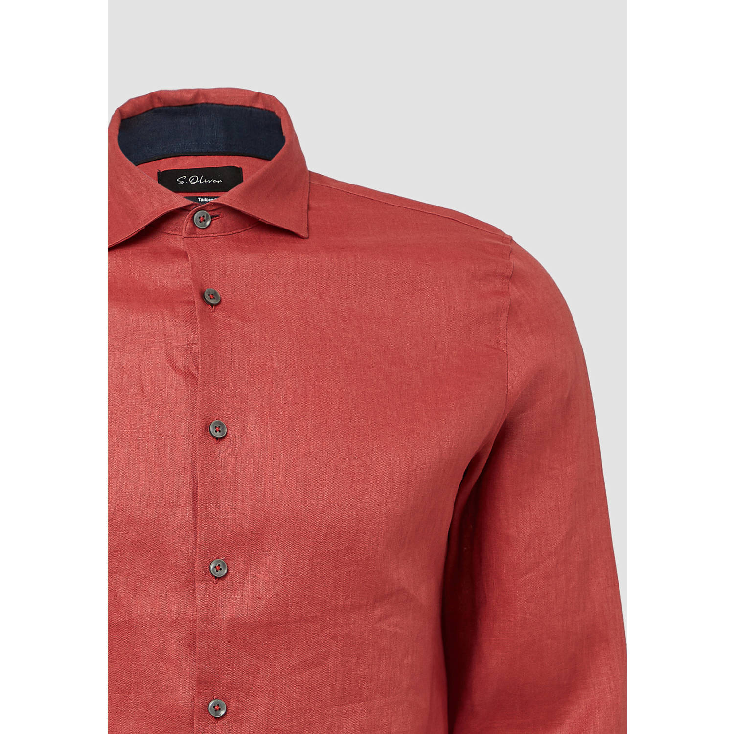 s.Oliver BLACK LABEL linnen casual overhemd rood