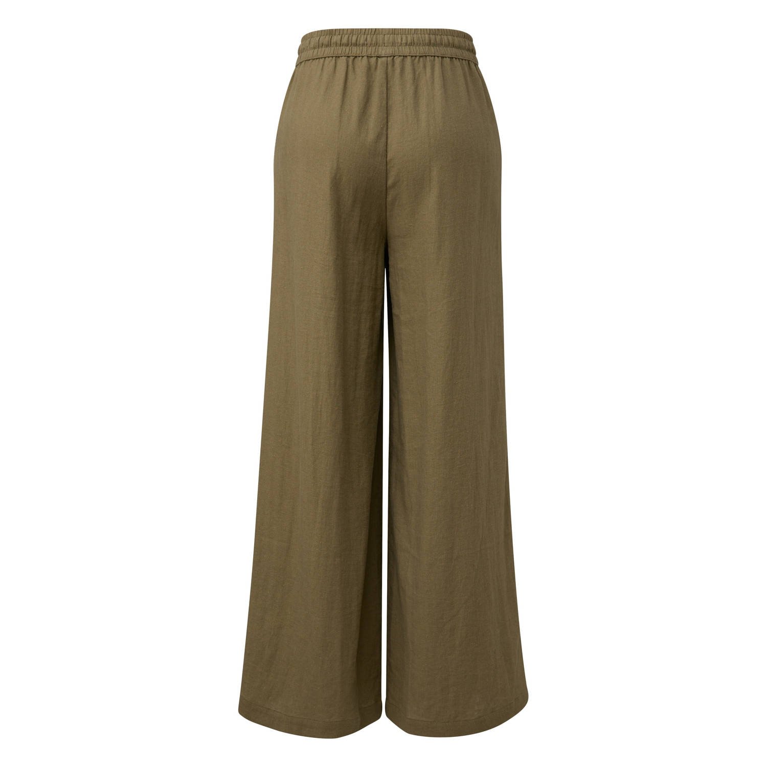 Q S by s.Oliver linnen wide leg regular waist casual broek kaki