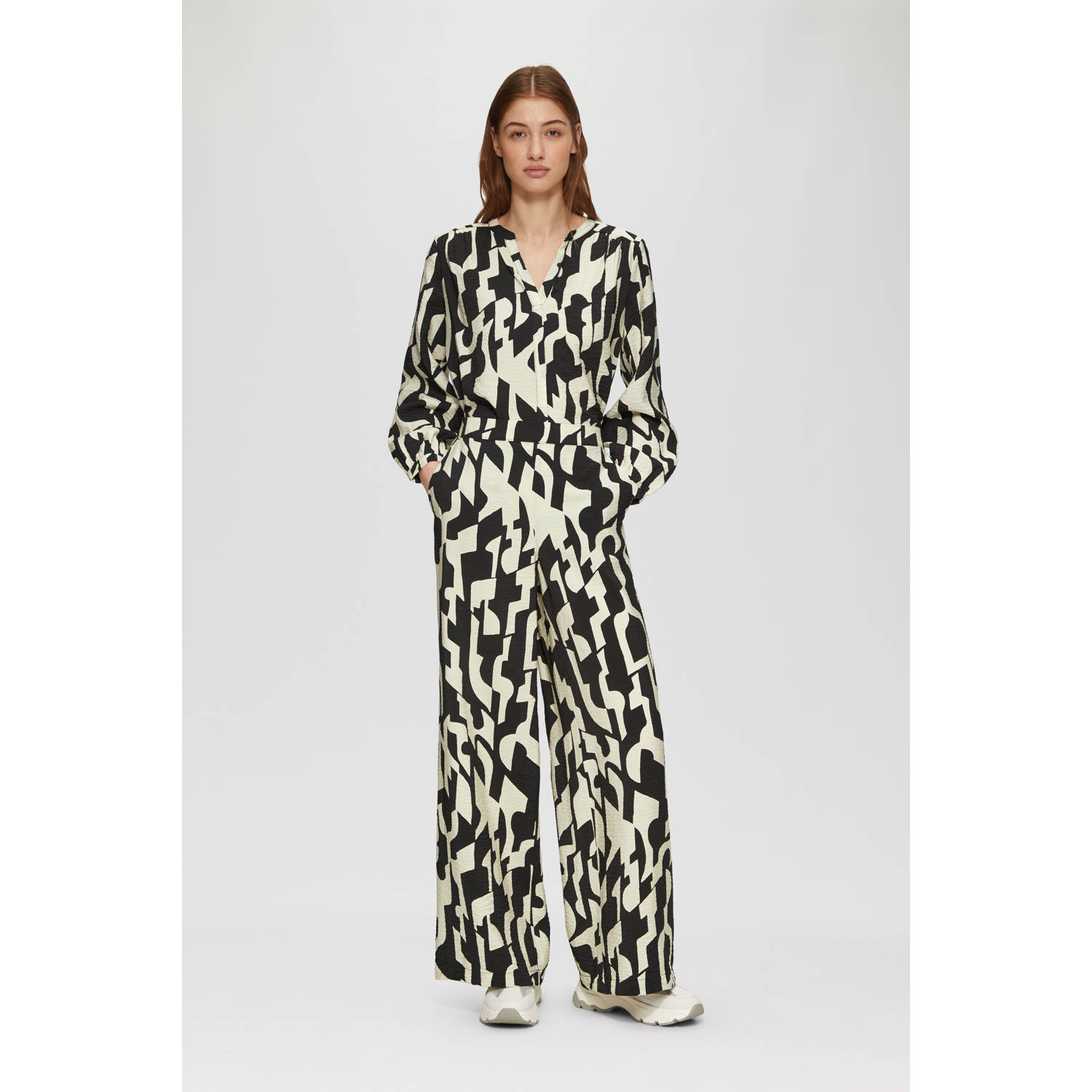 s.Oliver wide leg high waist casual broek ecru