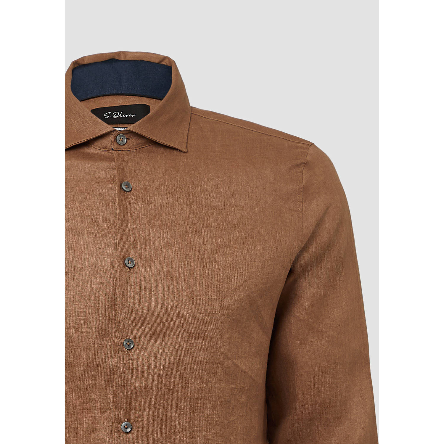 s.Oliver BLACK LABEL linnen casual overhemd bruin