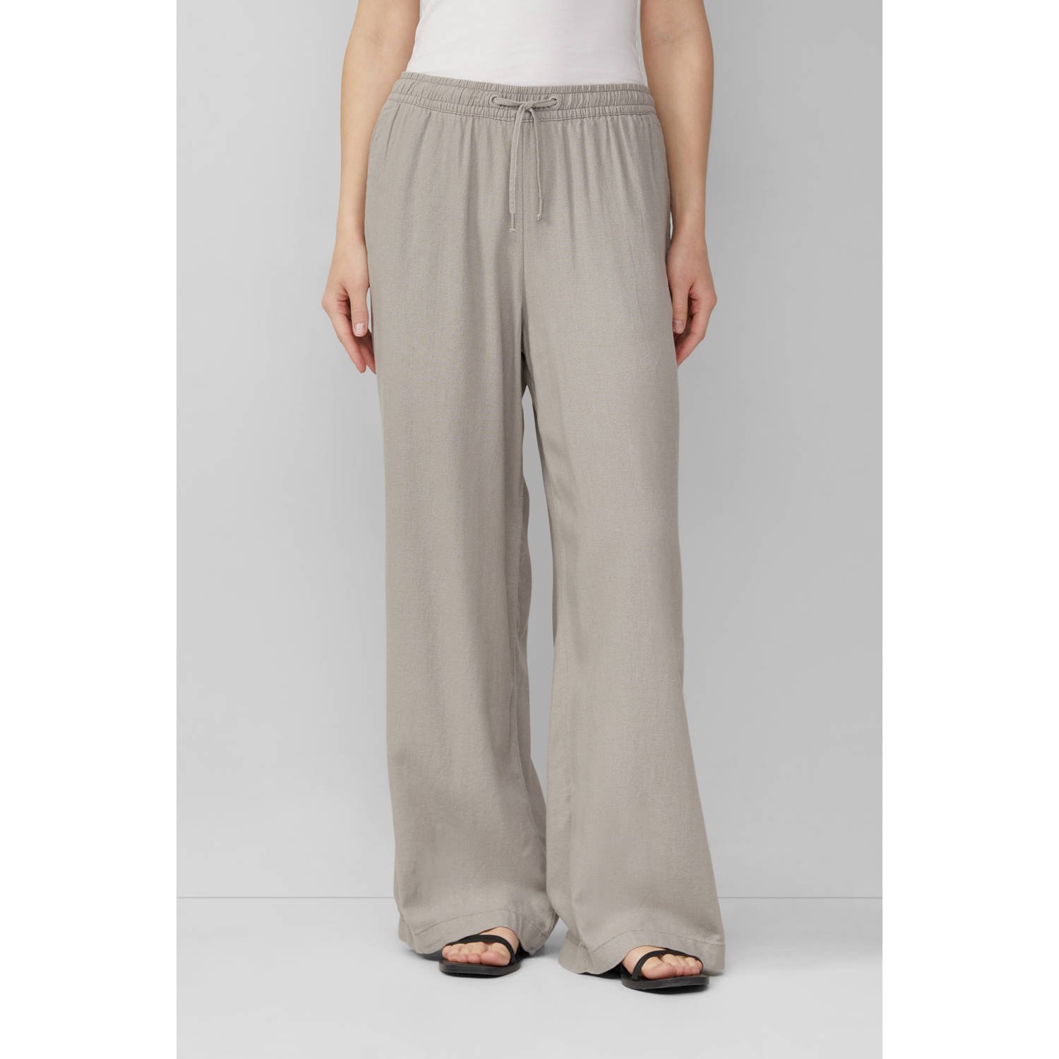 Q S by s.Oliver linnen wide leg regular waist broek