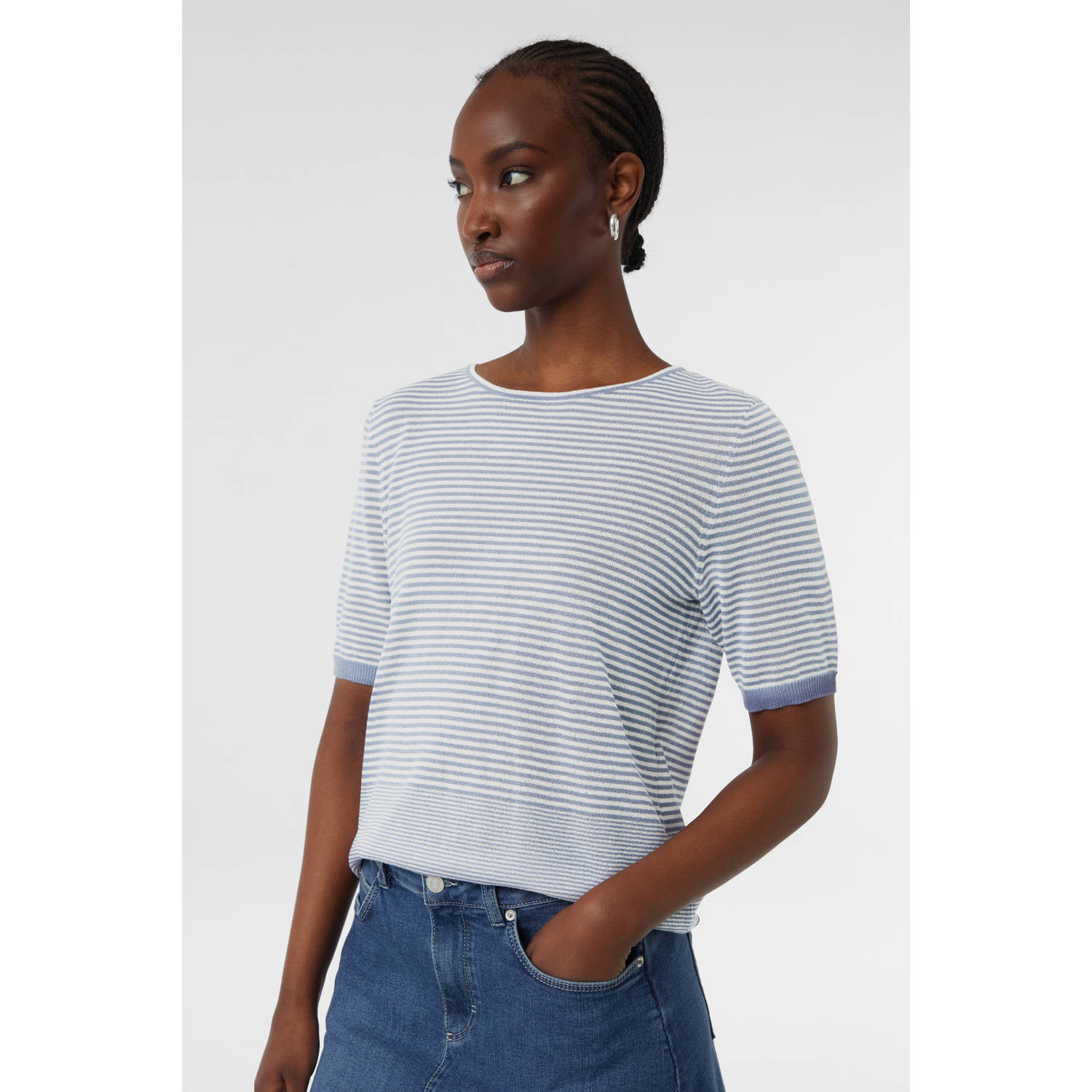 comma casual identity top lichtblauw