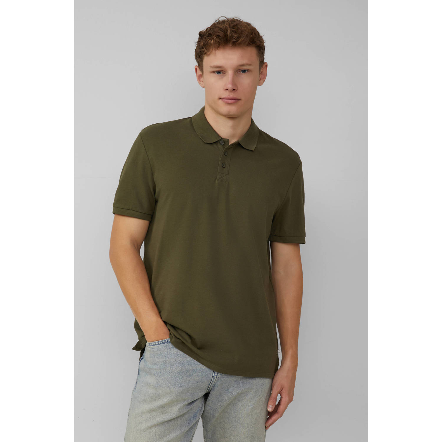 Q S by s.Oliver regular polo olijfgroen