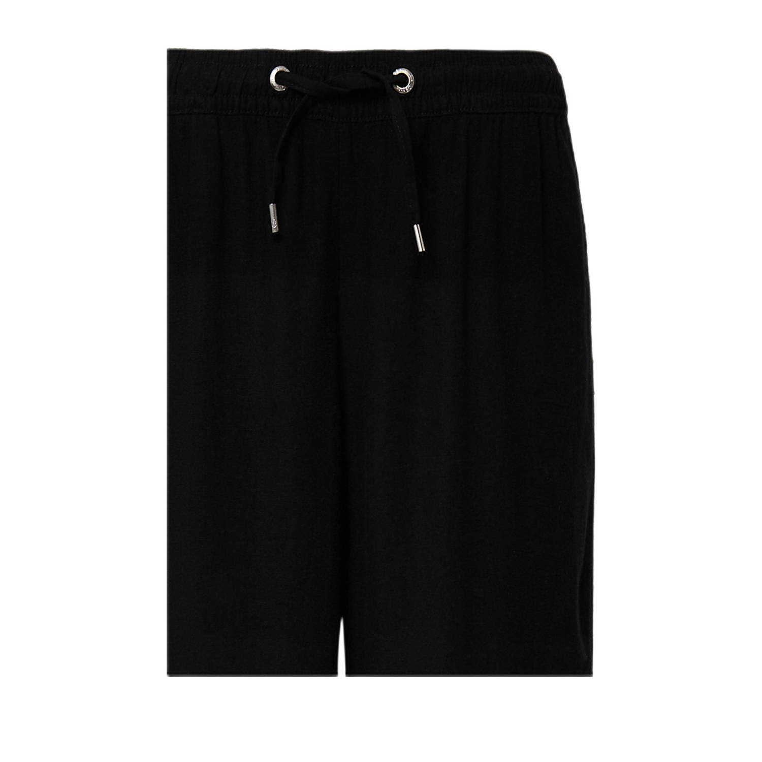 Q S by s.Oliver linnen wide leg regular waist casual broek zwart