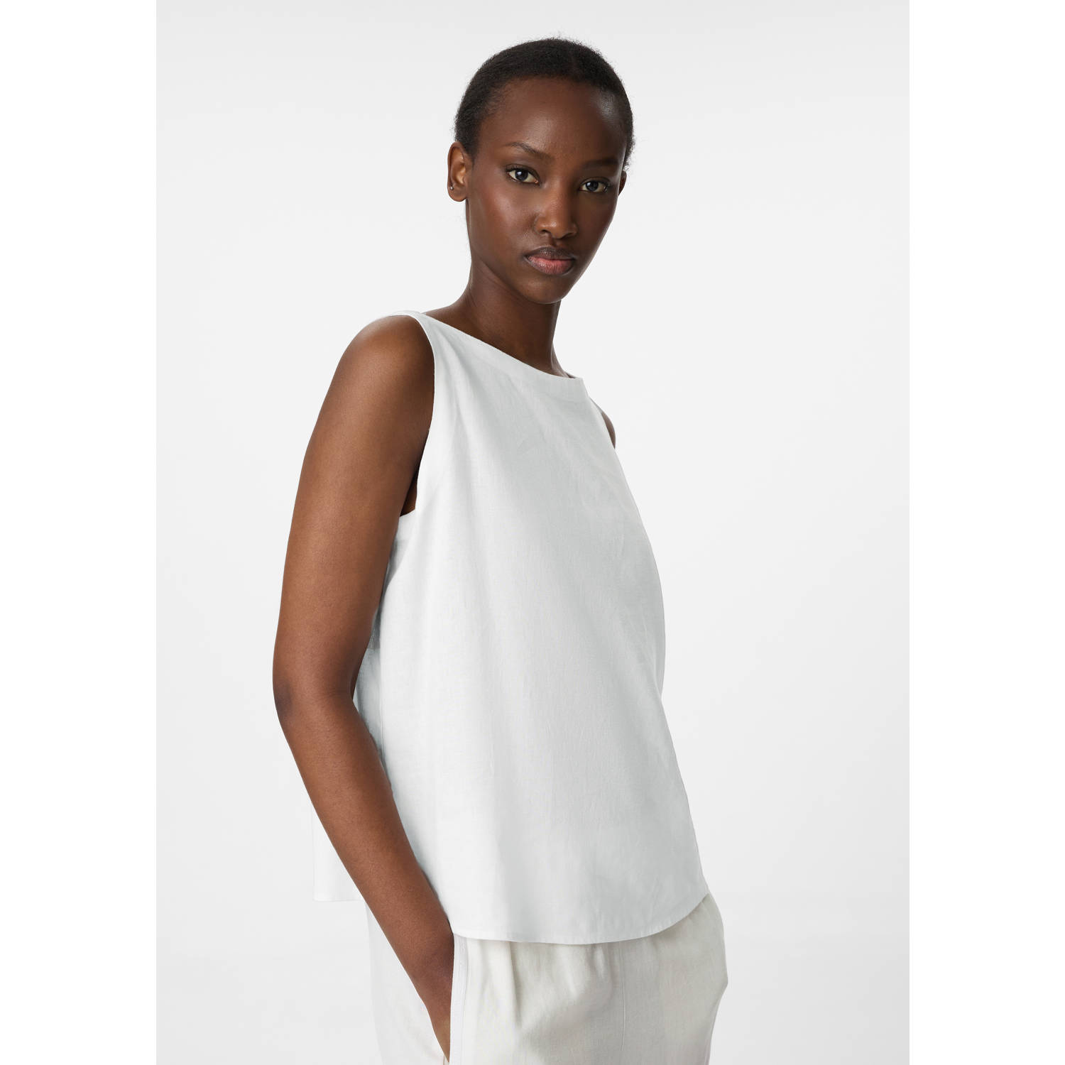 comma casual identity linnen mouwloze top wit