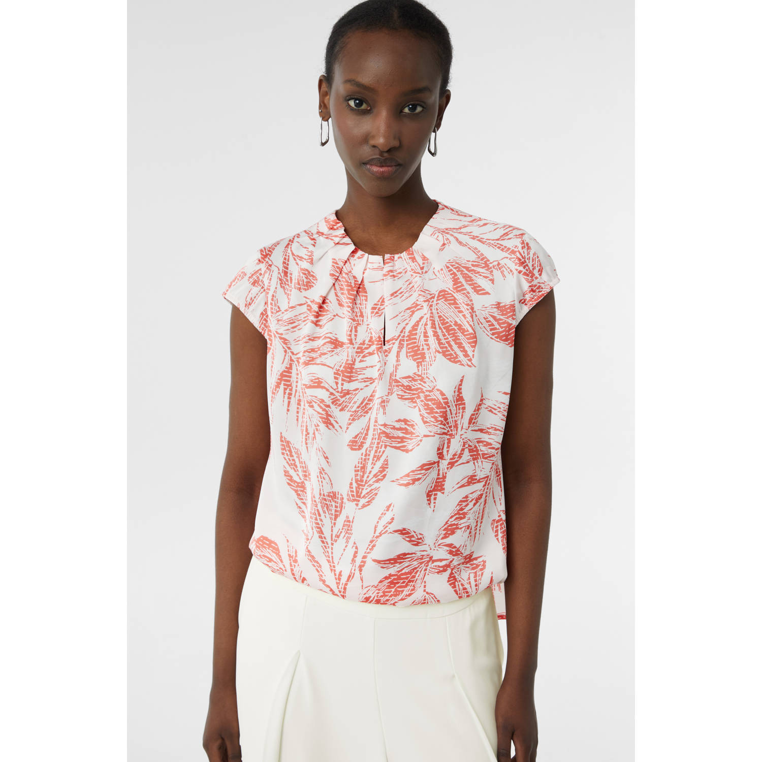 Comma Blouse met korte mouwen met print all-over