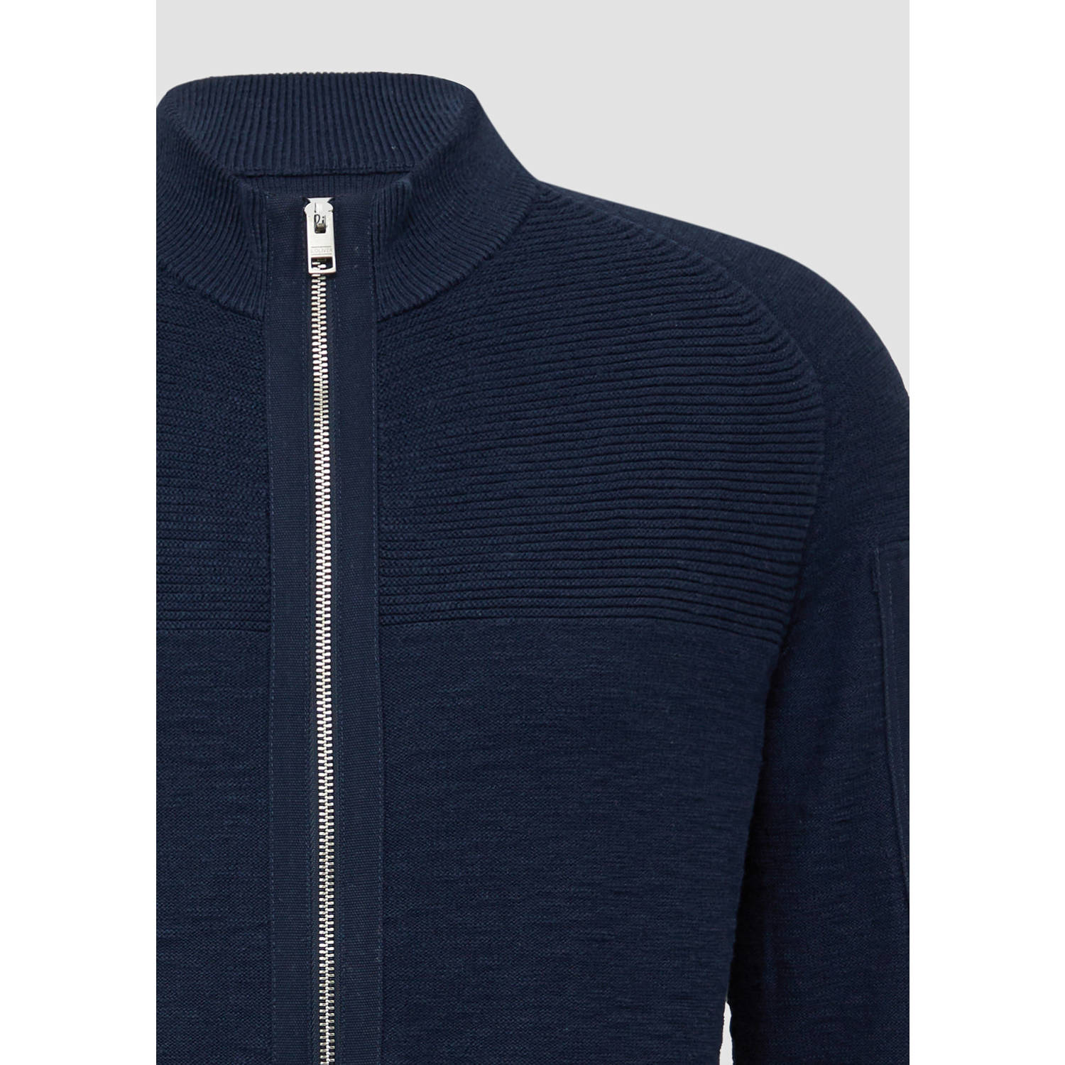 s.Oliver vest met ingebreid patroon donkerblauw