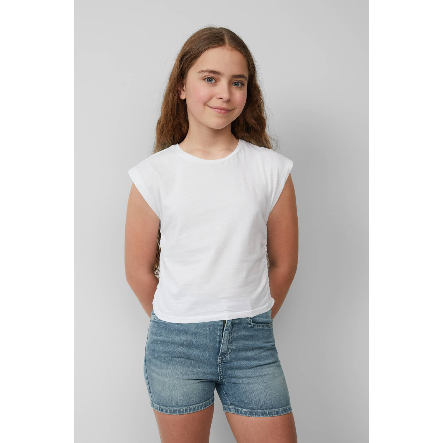 S.Oliver RED LABEL Shaped fit korte top van zuiver katoen met tekstprint