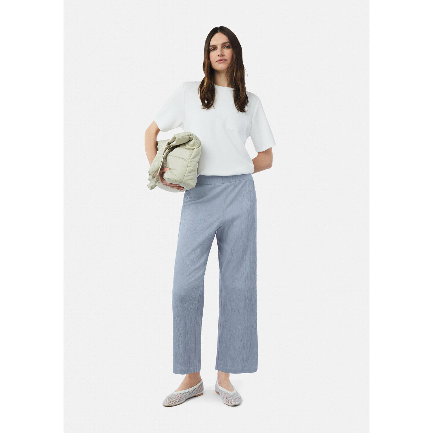 comma casual identity wide leg regular waist culotte lichtblauw