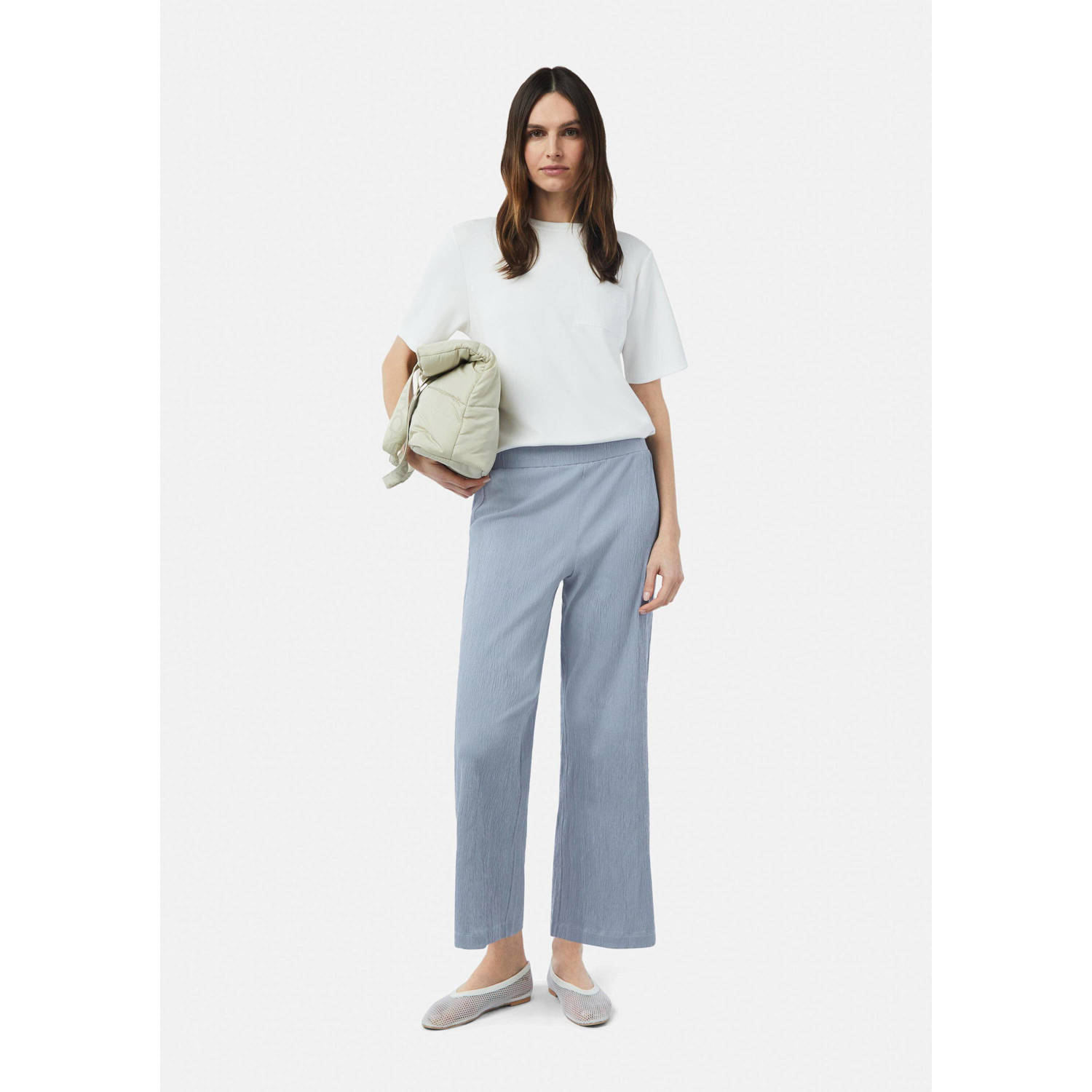 comma casual identity wide leg regular waist culotte lichtblauw