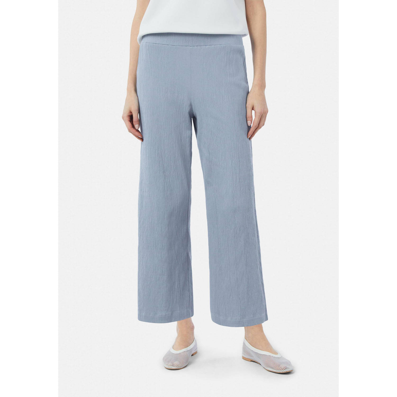 Comma casual identity wide leg regular waist culotte lichtblauw