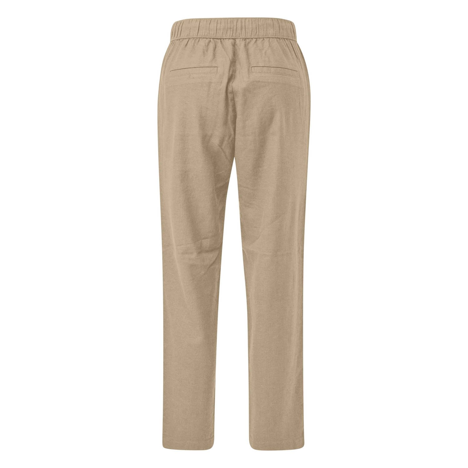 s.Oliver linnen slim regular waist broek zand