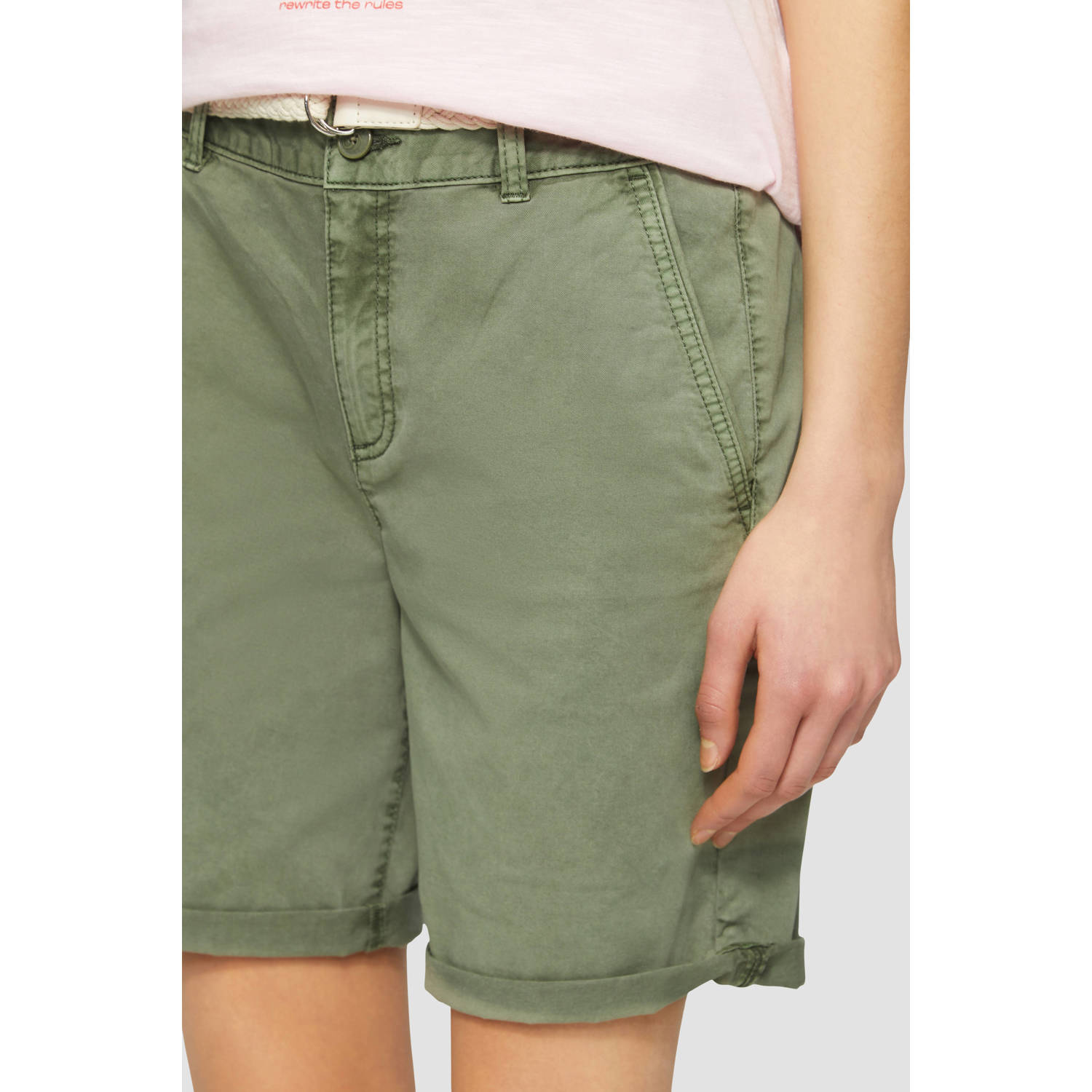 s.Oliver regular waist bermuda short groen