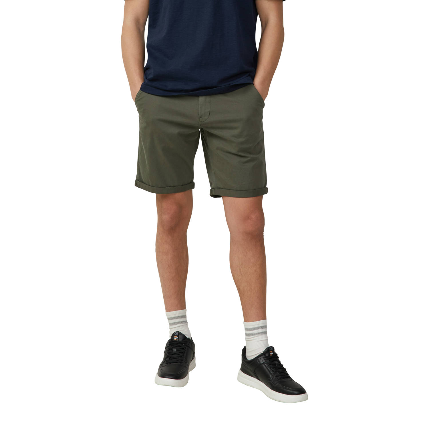 Q S by s.Oliver regular chino short donkergroen