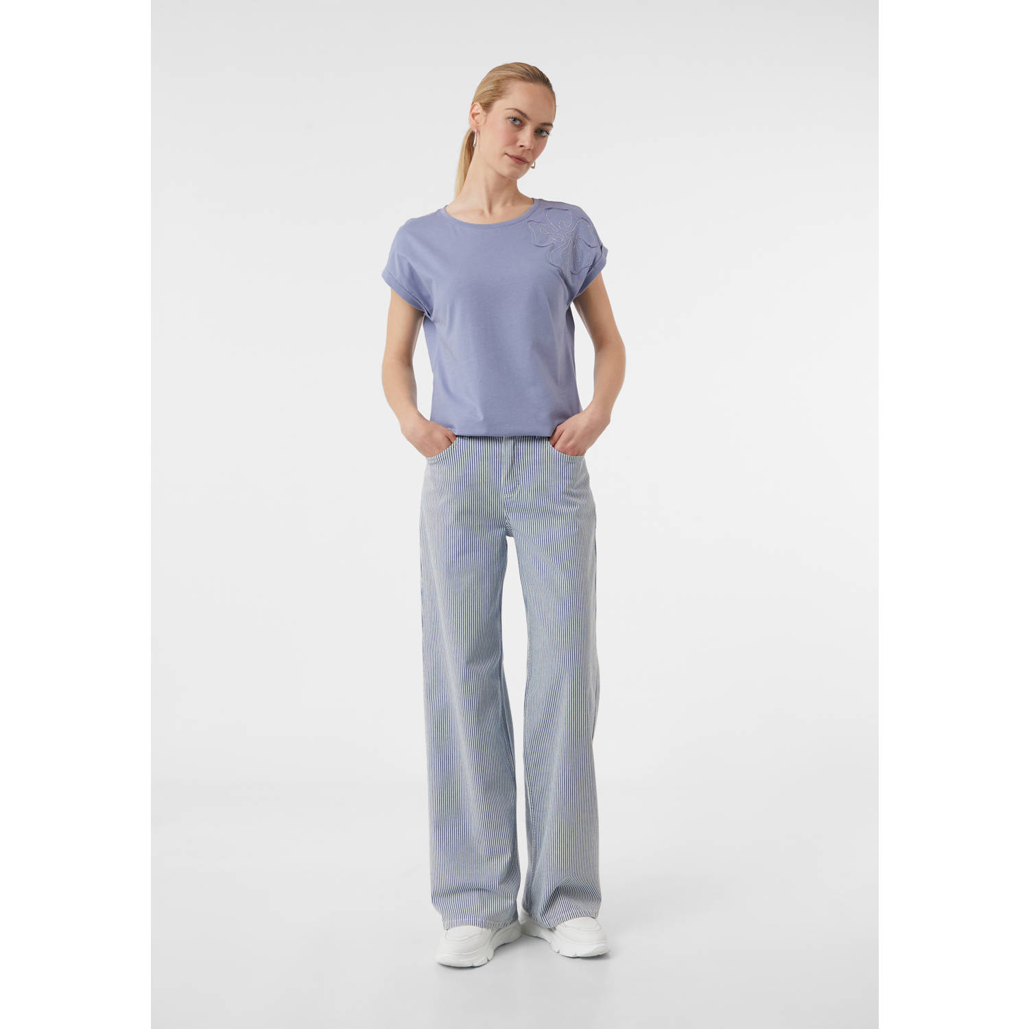 Comma casual identity wide leg jeans blauw