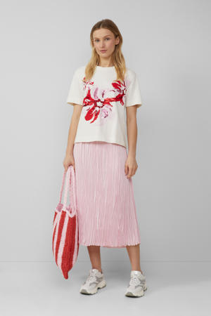 satijnen midi rok roze