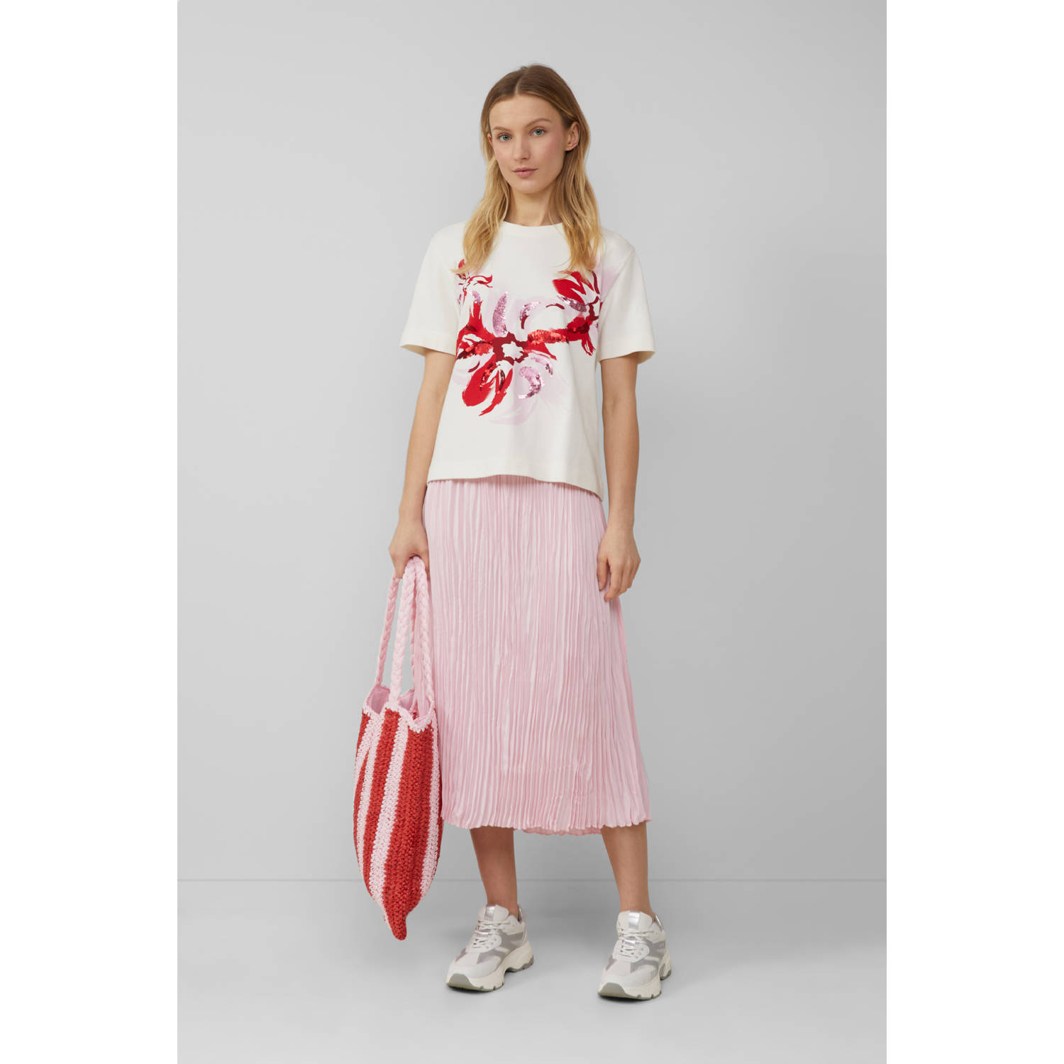 S.Oliver satijnen midi rok roze