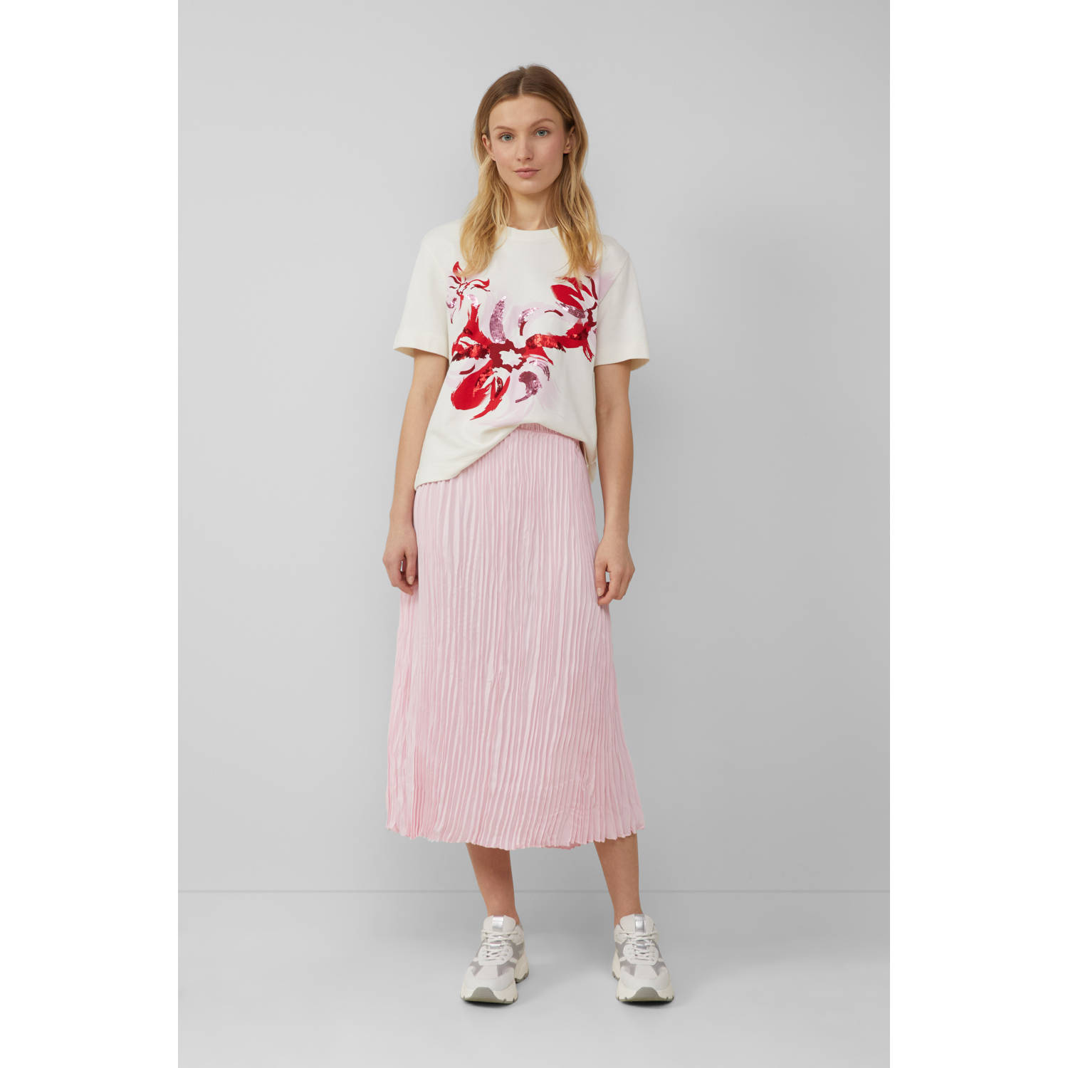 s.Oliver satijnen midi rok roze