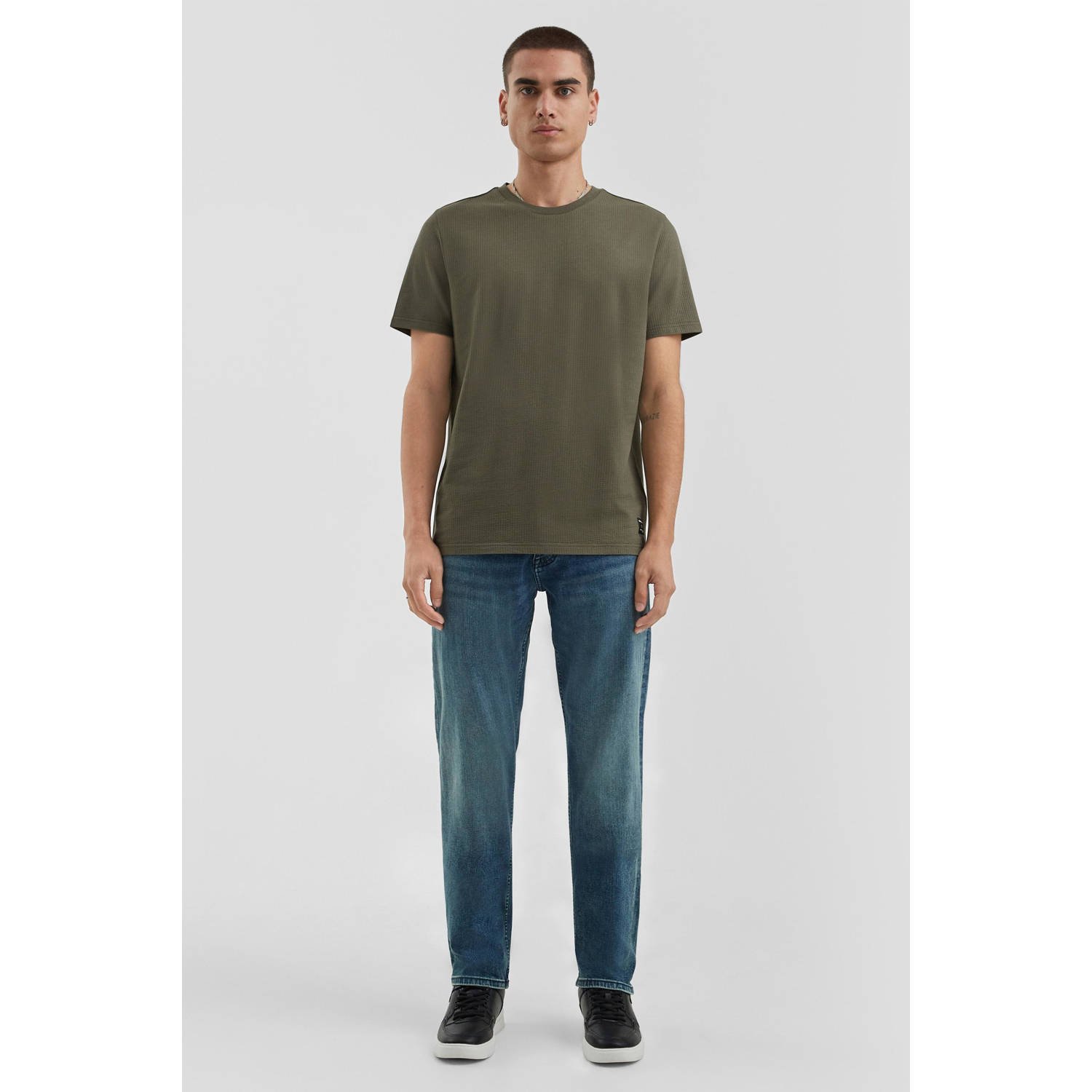 Q S by s.Oliver T-shirt met textuur olijfgroen