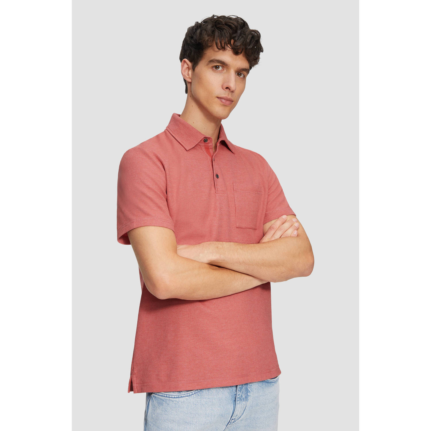 S.Oliver regular polo met textuur rood