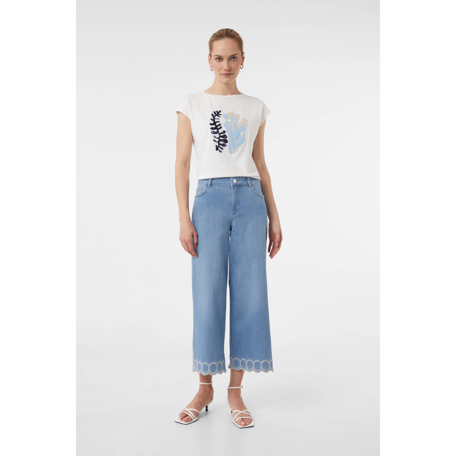 comma cropped jeans medium blue denim