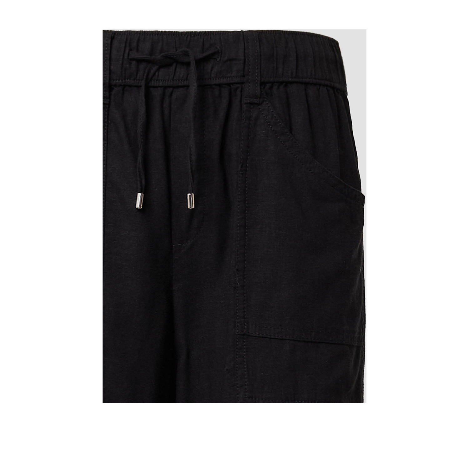 s.Oliver linnen slim regular waist broek zwart
