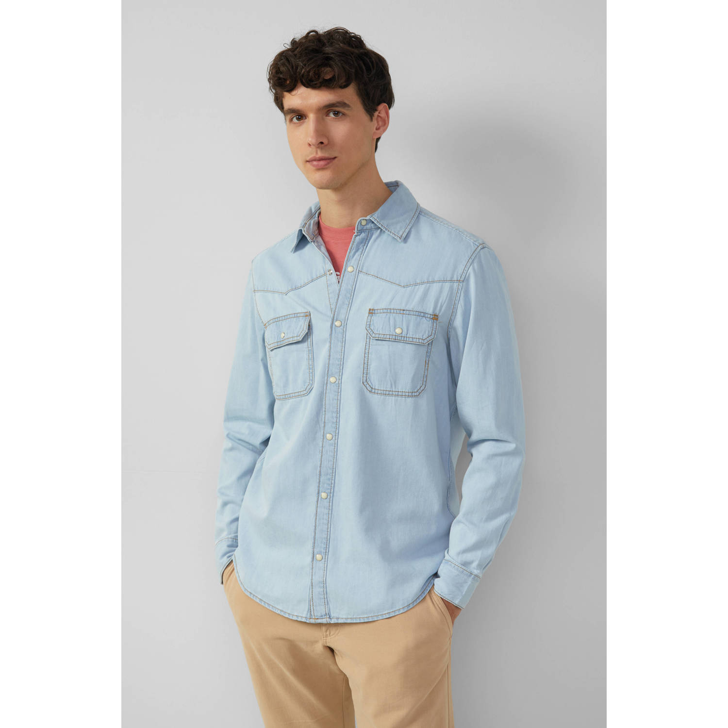 S.Oliver RED LABEL Regular fit jeansoverhemd van een katoenmix in western-stijl