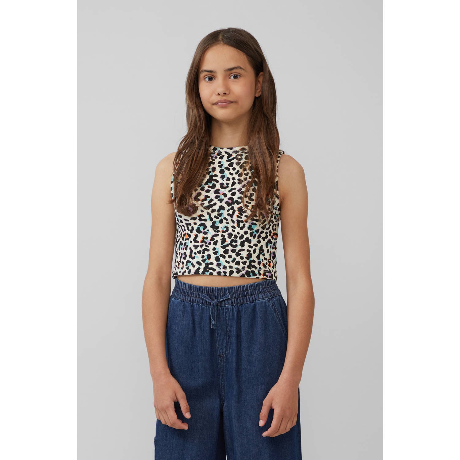 S.Oliver RED LABEL Junior Geribde tanktop van ribstof en met grafisch patroon