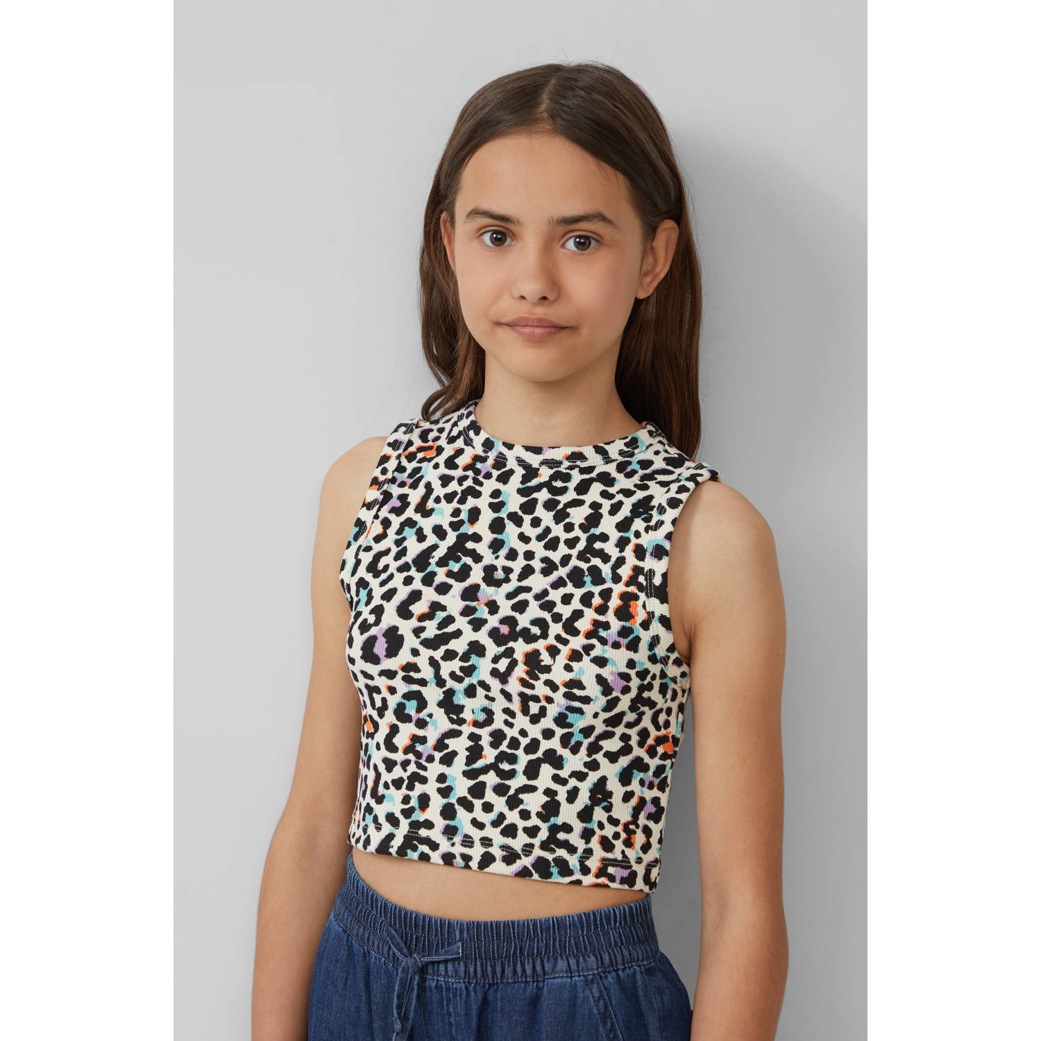 s.Oliver mouwloze top beige rib gebreid