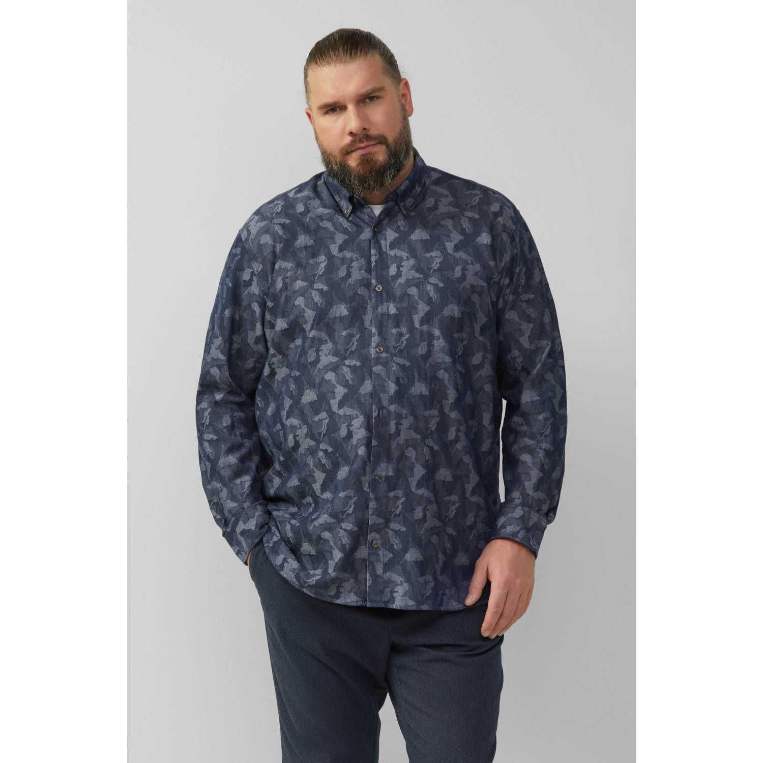 S.Oliver Big Size casual overhemd donkerblauw