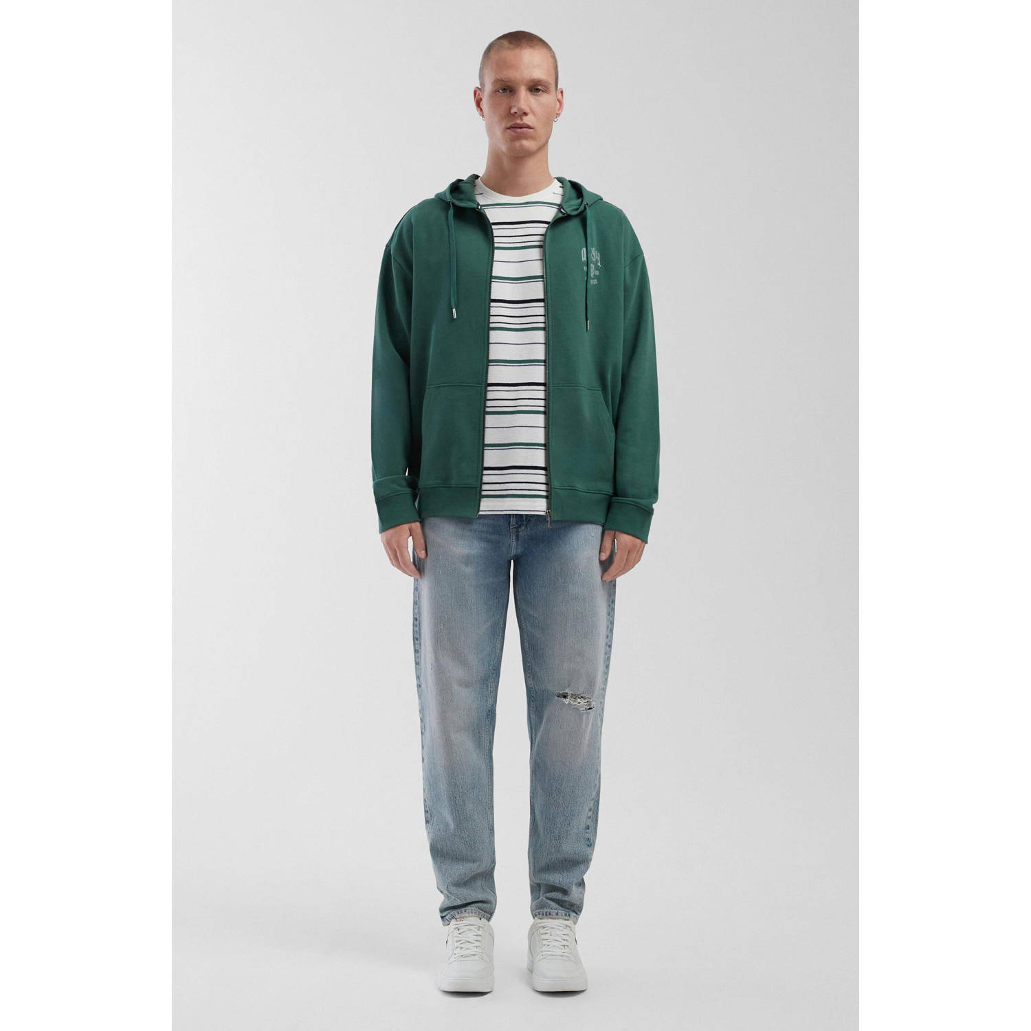 Q S by s.Oliver sweatvest donkergroen