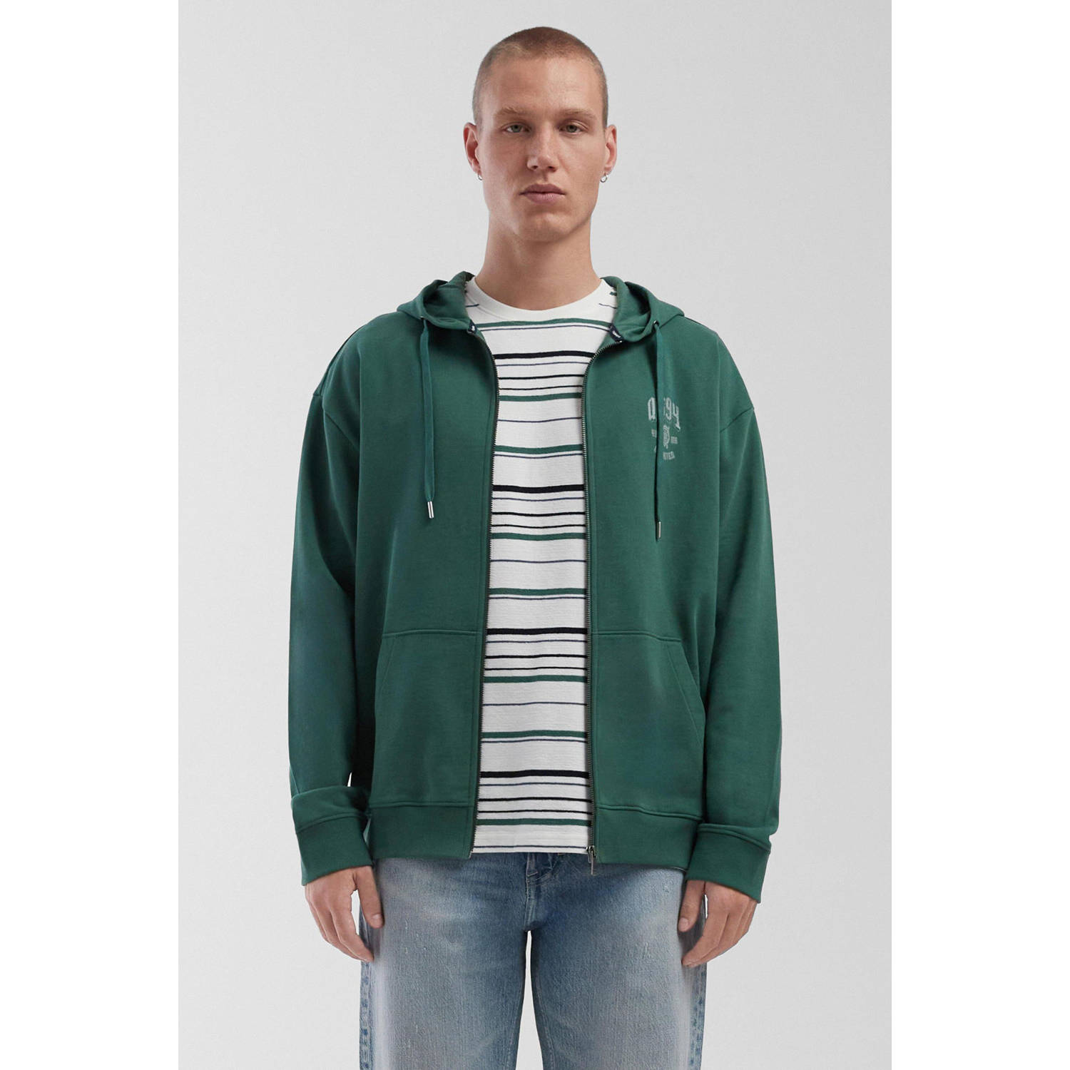 Q S by s.Oliver sweatvest donkergroen