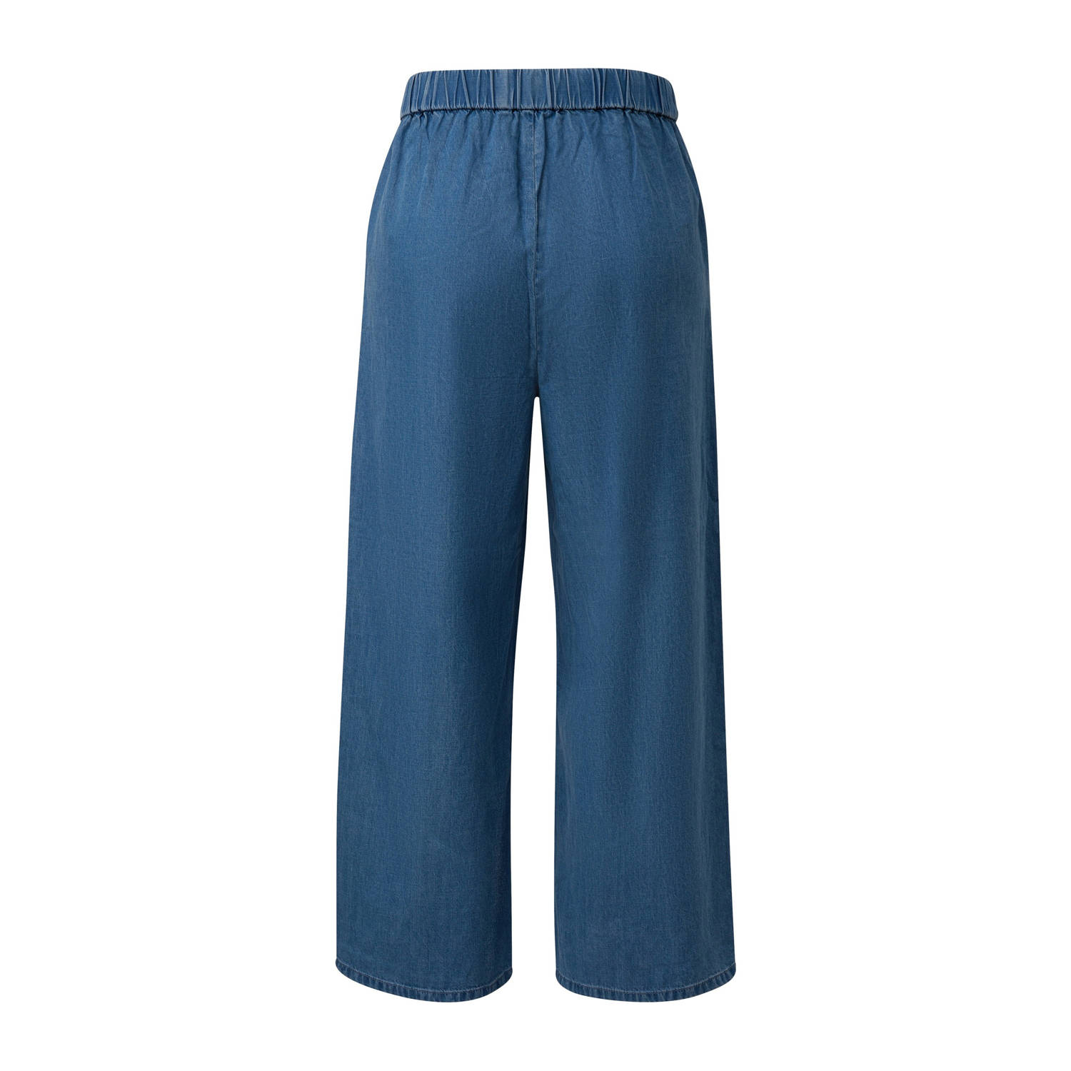 comma wide leg regular waist paperbag broek dark blue denim