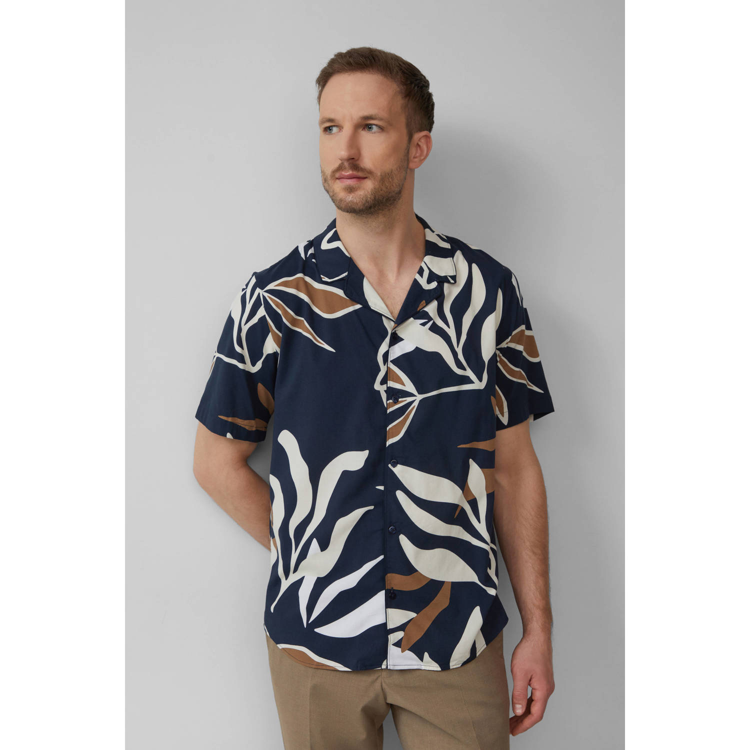 s.Oliver BLACK LABEL casual overhemd donkerblauw