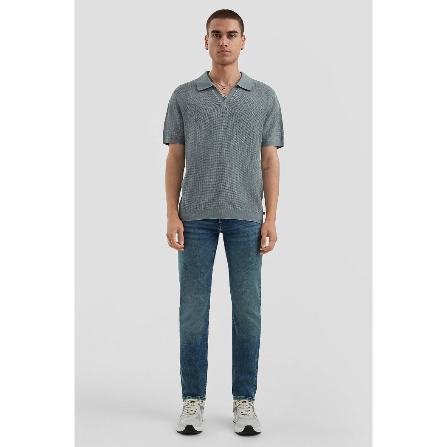 Q S by s.Oliver regular polo grof gebreid lichtgroen