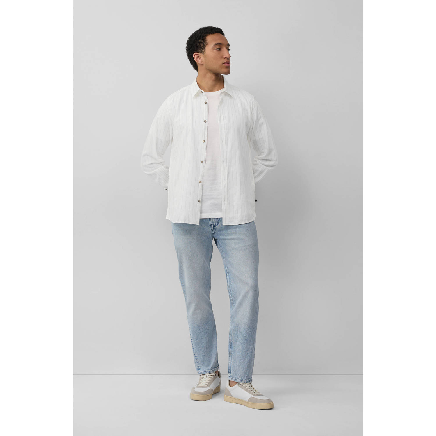 s.Oliver linnen casual overhemd wit