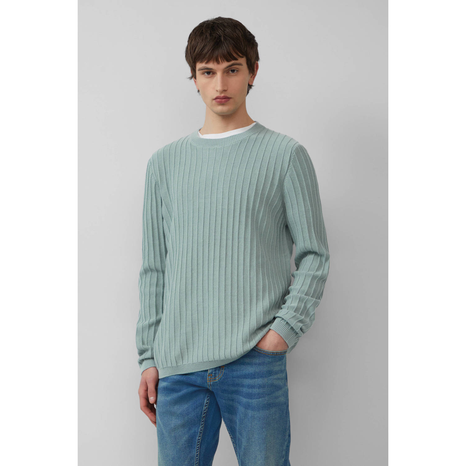 Q S by s.Oliver pullover rib gebreid petrol