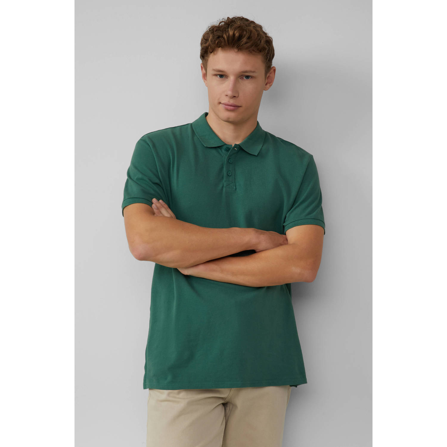Q S by s.Oliver regular polo donkergroen